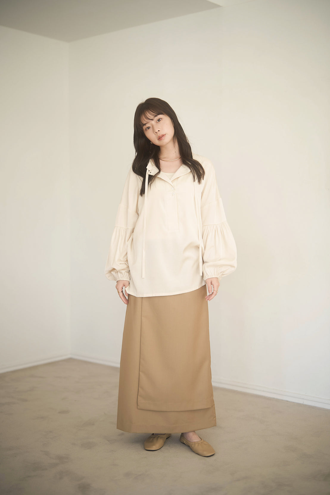 volume sleeve skipper blouse