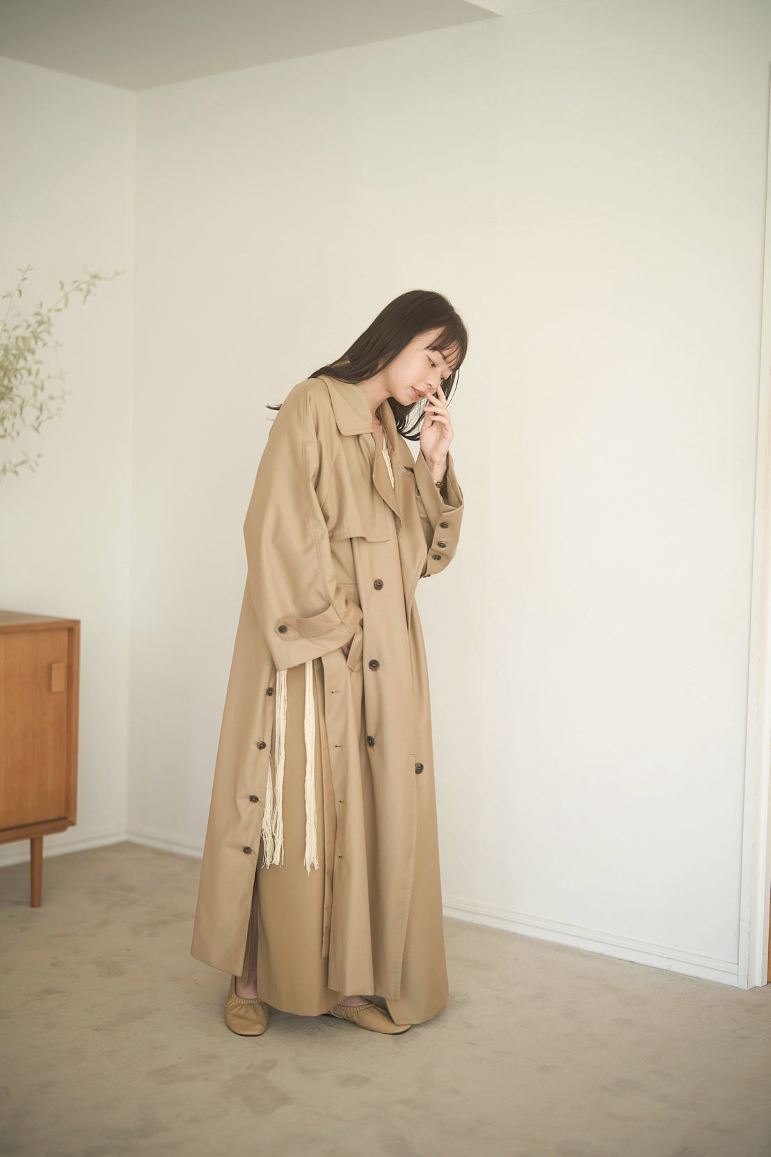 slit robe trench coat