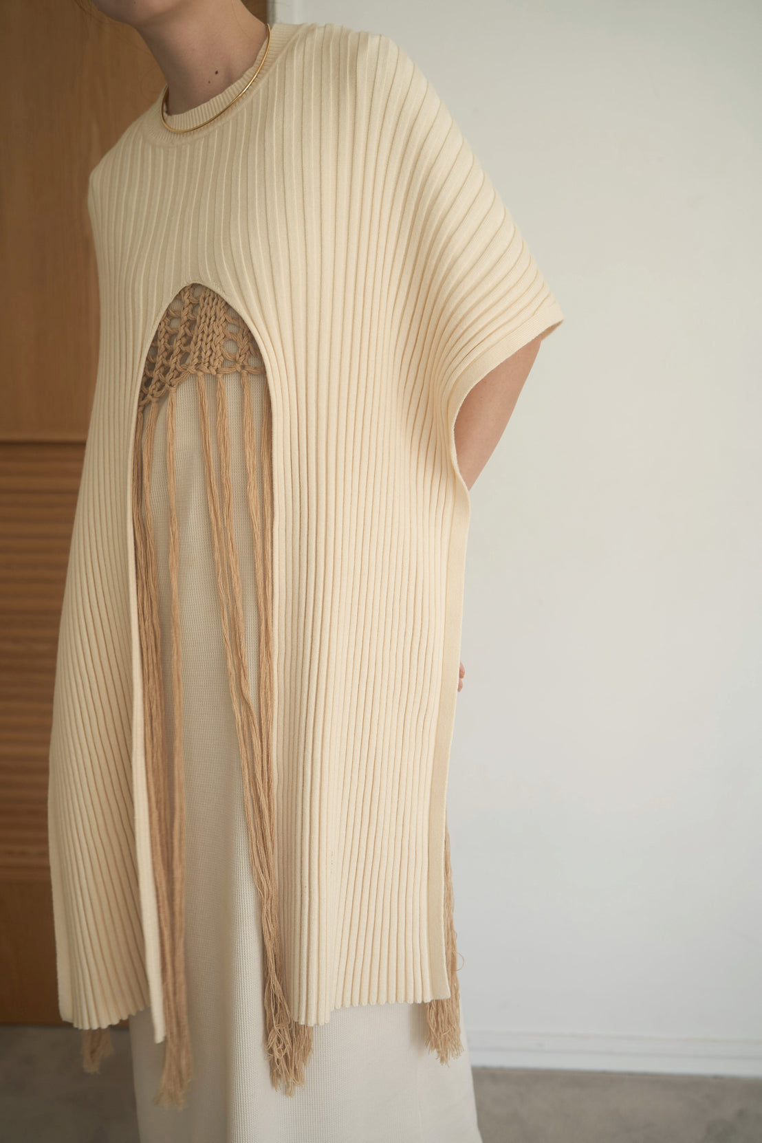 fringe rope knit vest