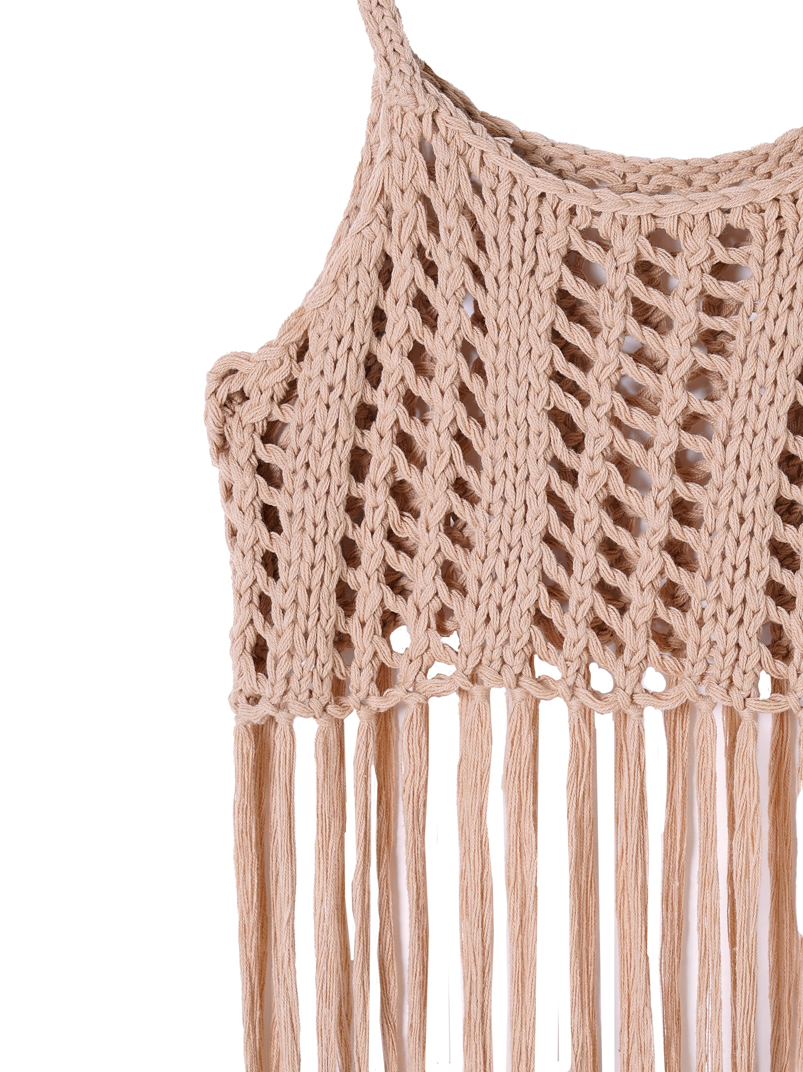 fringe rope knit vest